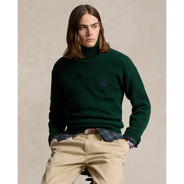 Dark Moss Agate Wool-Blend Turtleneck Sweater Polo Ralph Lauren 1