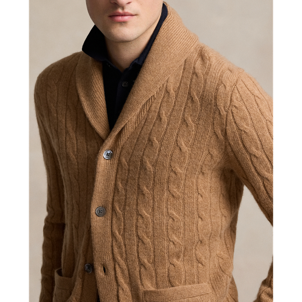 Cable Knit Cashmere Shawl Cardigan for Men Ralph Lauren NO