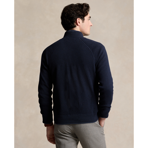 Textured Cotton Full Zip Jumper for Men Ralph Lauren UK