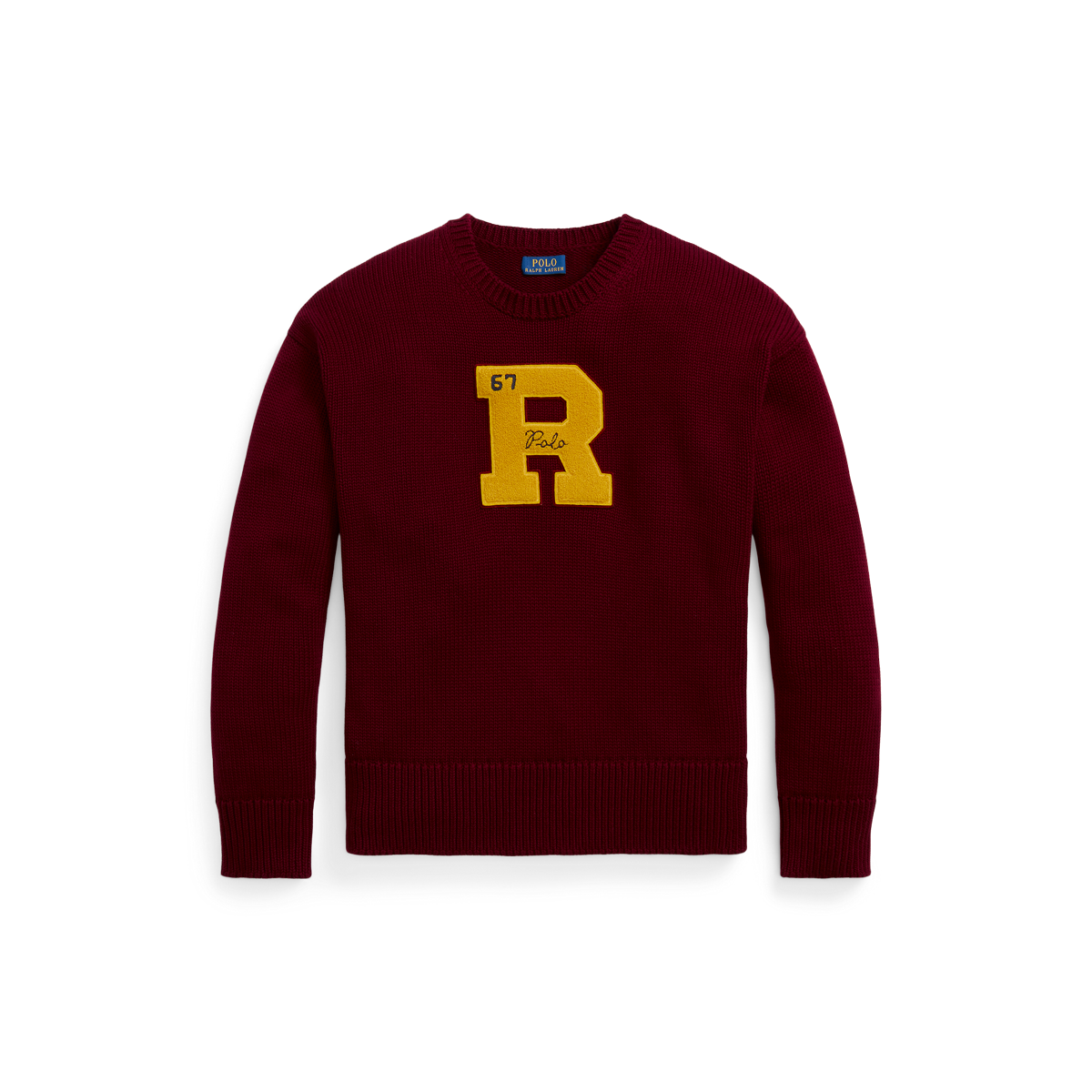 Big Fit Cotton Letterman Sweater