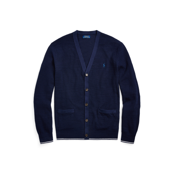 Textured Cotton Linen V Neck Cardigan for Men Ralph Lauren UK