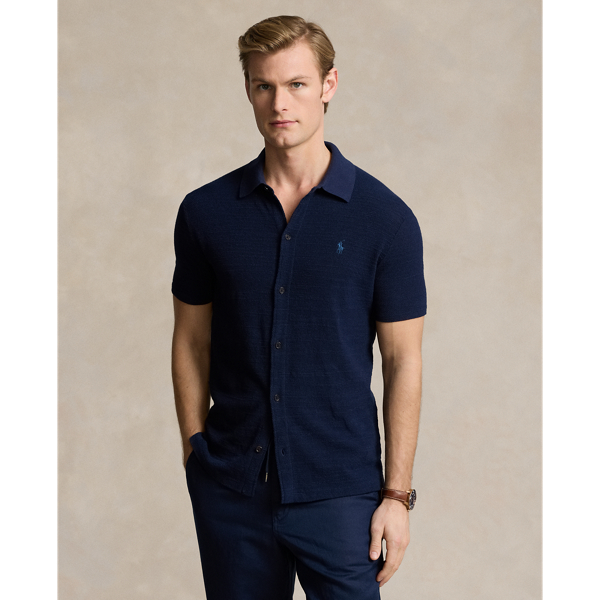 Textured Cotton-Linen Shirt Sweater