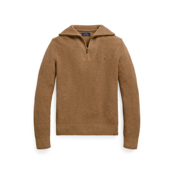 Waffle Wool Cotton Quarter Zip Jumper for Men Ralph Lauren UAE