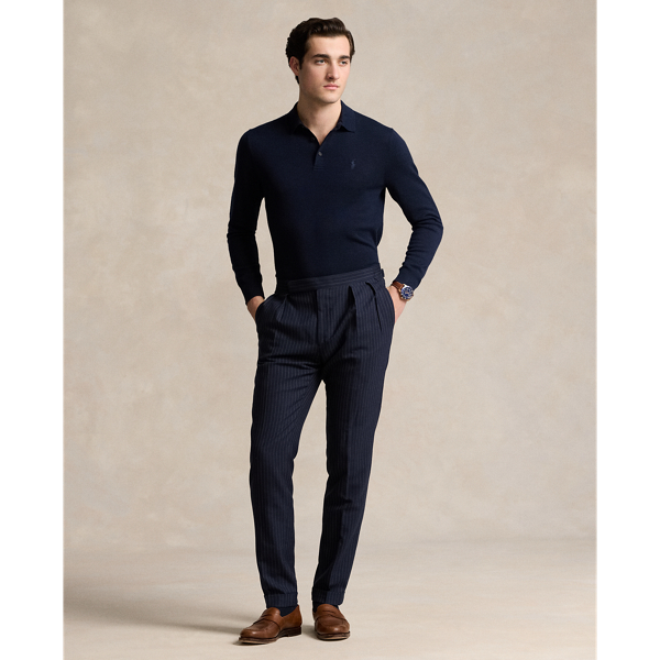 ★★POLO RALPH LAUREN★★ Wool polo collar sweater blue MNPO Washable Wool V-Neck Sweater