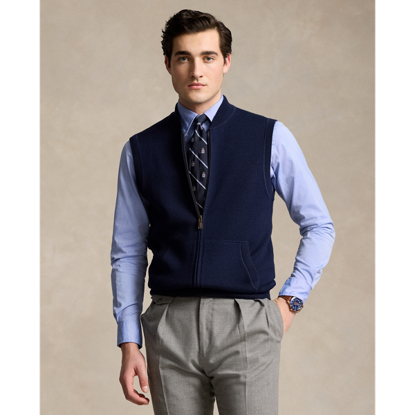 Washable Wool Full-Zip Sweater Vest