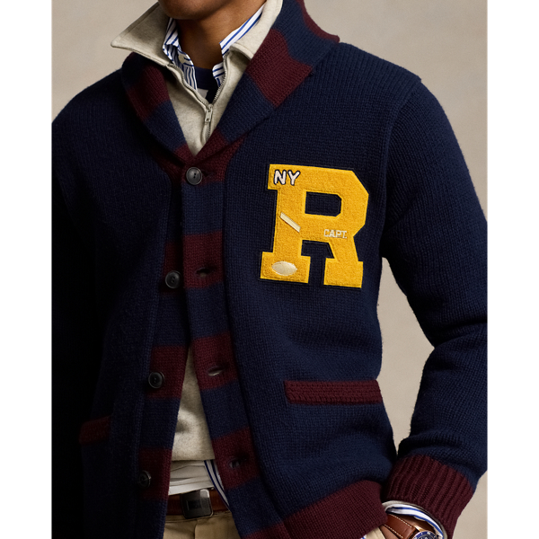 Polo Ralph popular Lauren Button Letterman’s Sweater Large Navy New