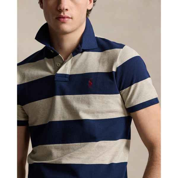Custom Slim Fit Striped Mesh Polo Shirt