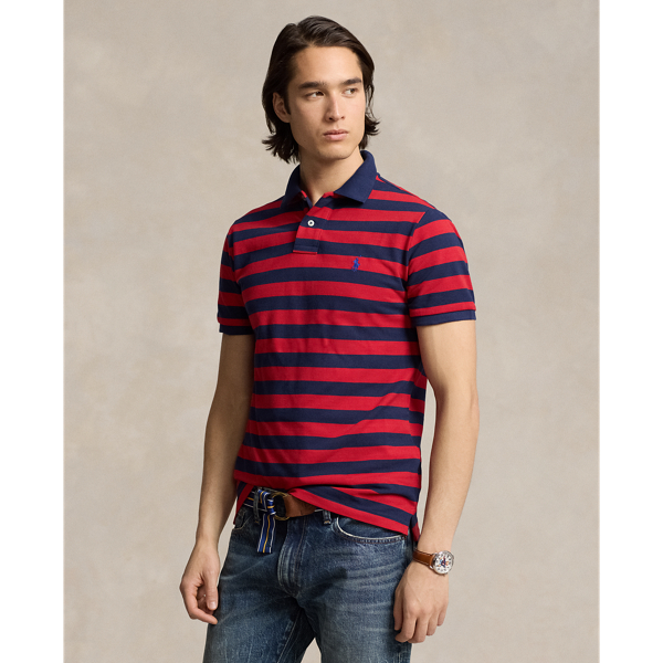 Custom Slim Fit Striped Mesh Polo Shirt