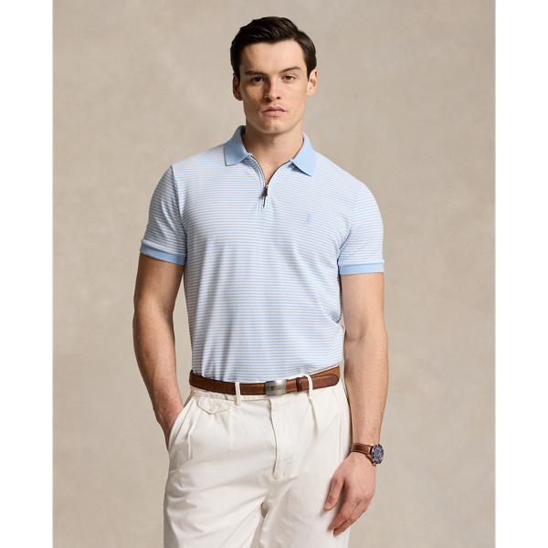 Office Blue/White Custom Slim Fit Stretch Mesh Polo Shirt Polo Ralph Lauren 1