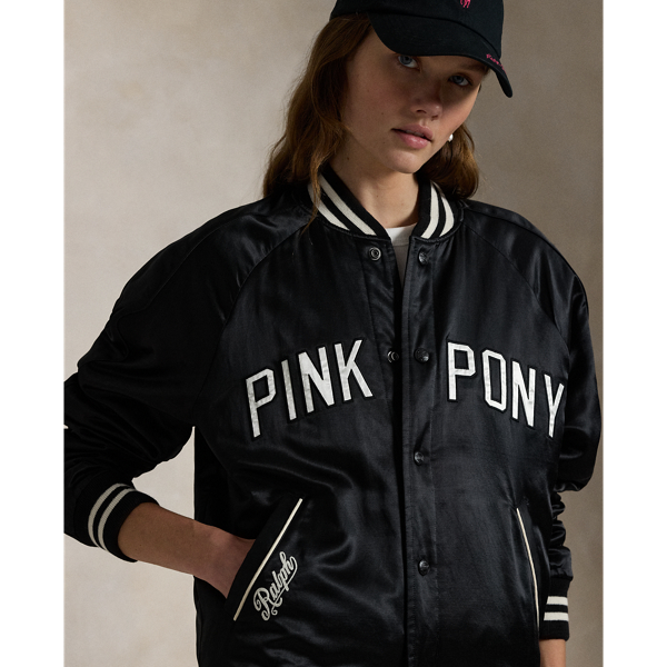 Pink Pony Satin Baseball Jacket