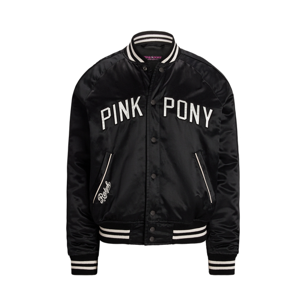 Pink Pony Satin Baseball Jacket