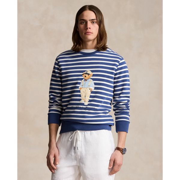 Polo Bear Striped Fleece Sweatshirt