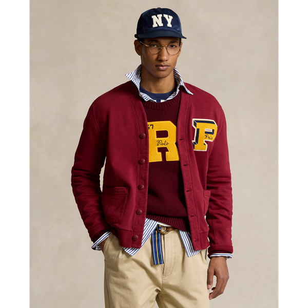 Red Carpet Slub Fleece Letterman Cardigan Polo Ralph Lauren 1