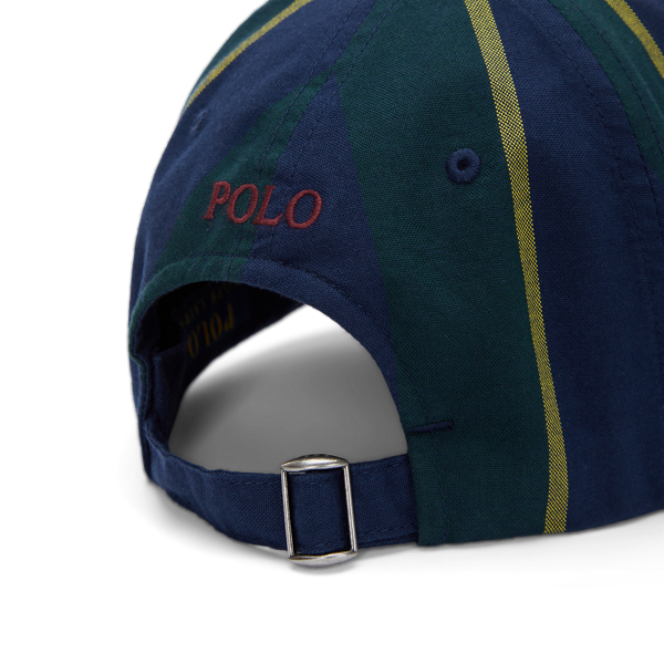 Polo Ralph newest Lauren Striped Oxford Ball Cap Pony Dad Hat Adjustable Strap New