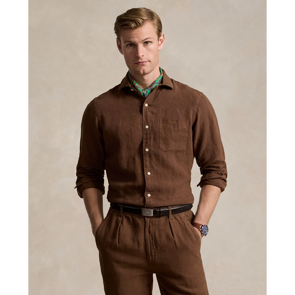 Chocolate Mousse Classic Fit Linen Shirt Polo Ralph Lauren 1