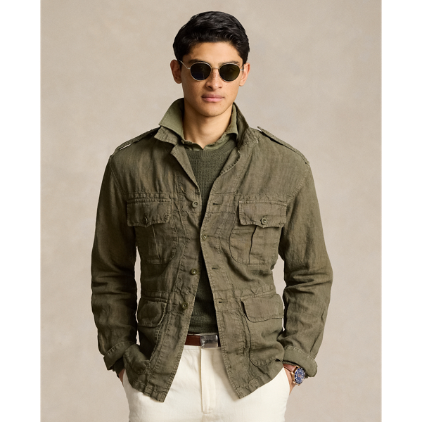 Thermal Green Garment-Dyed Linen Utility Overshirt Polo Ralph Lauren 1