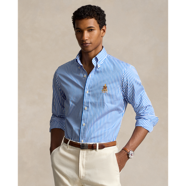 Classic Fit Crest Striped Poplin Shirt for Men Ralph Lauren UK