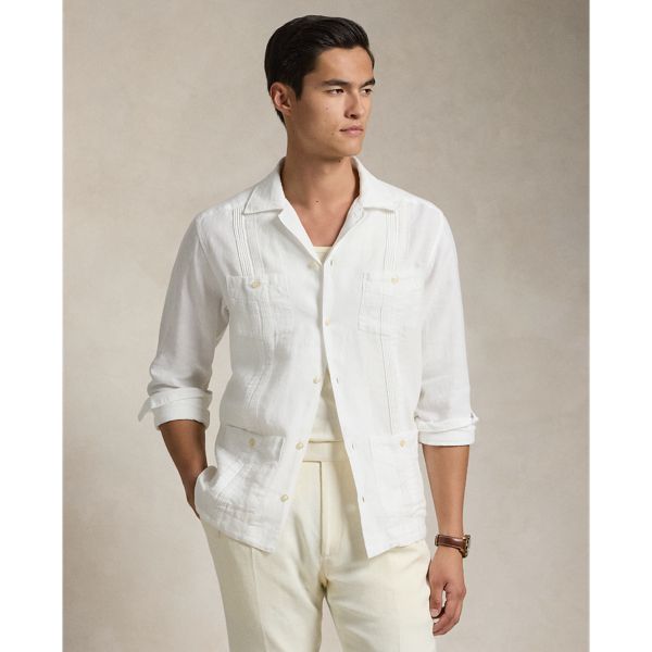 White Classic Fit Linen Shirt Polo Ralph Lauren 1