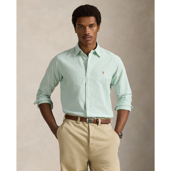 Cruise Green/White Classic Fit Striped Oxford Shirt Polo Ralph Lauren 1