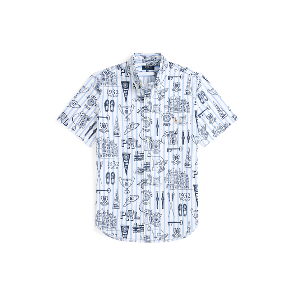 Classic Fit Nautical-Print Camp Shirt