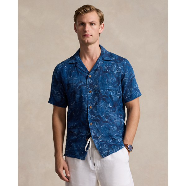 Shore Anchor Classic Fit Linen-Silk Camp Shirt Polo Ralph Lauren 1