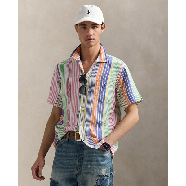 Classic Fit Print Linen Camp Shirt
