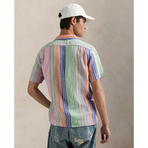 Classic Fit Print Linen Camp Shirt