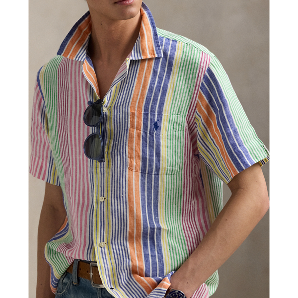 Classic Fit Print Linen Camp Shirt