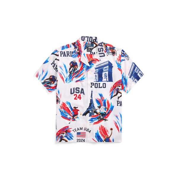 POLO RALPH LAUREN × WIMBLEDONポスタープリントキャンプシャツ Wimbledon Poster-Print Camp Shirt