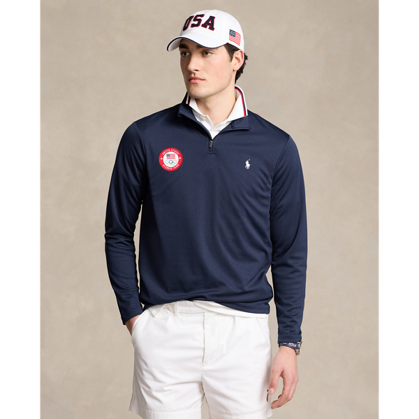 Refined Navy Team USA Micro-Dot Mesh Pullover Polo Ralph Lauren 1