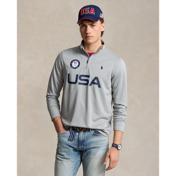 Andover Heather Team USA Micro-Dot Mesh Pullover Polo Ralph Lauren 1