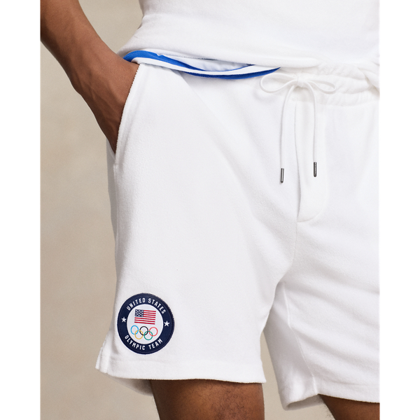 White Team USA 6-Inch Terry Short Polo Ralph Lauren 6
