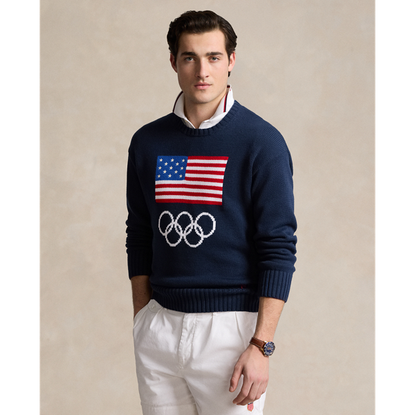 Ralph lauren sweater with american flag hotsell