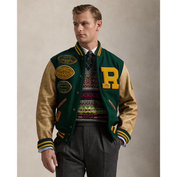 Polo ralph lauren letterman varsity jacket on sale