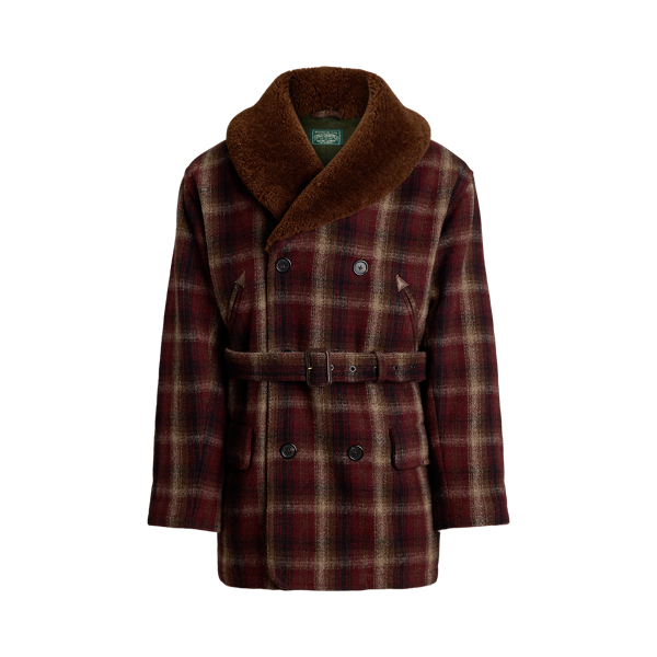 Handmade rustic deals wool plaid shearling coat or schaket