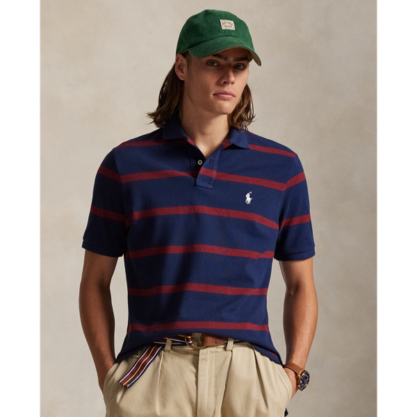 Classic Fit Striped Mesh Polo Shirt
