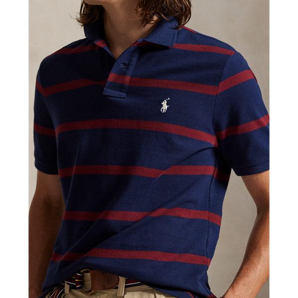 Classic Fit Striped Mesh Polo Shirt