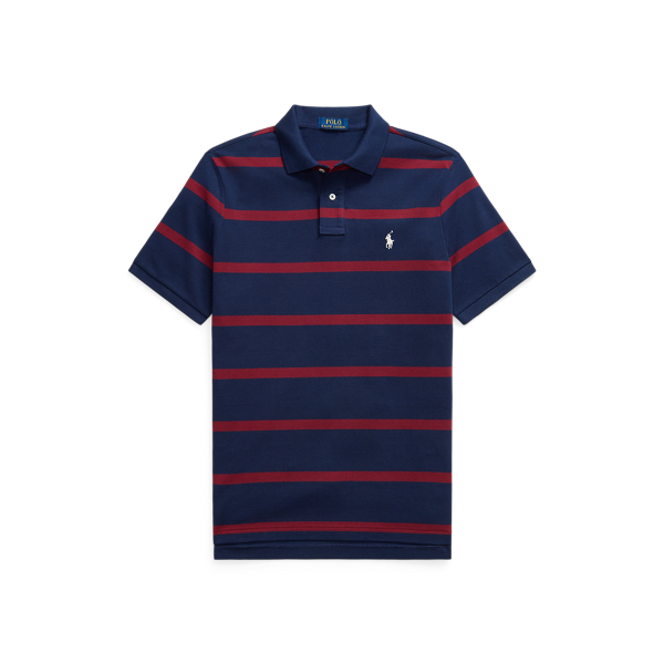 Classic Fit Striped Mesh Polo Shirt