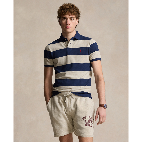 Classic Fit Striped Mesh Polo Shirt