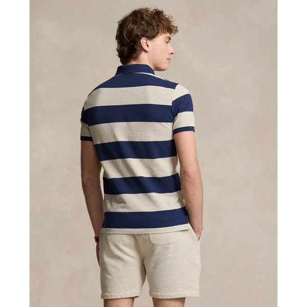 Classic Fit Striped Mesh Polo Shirt
