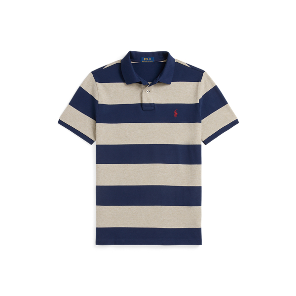 Classic Fit Striped Mesh Polo Shirt