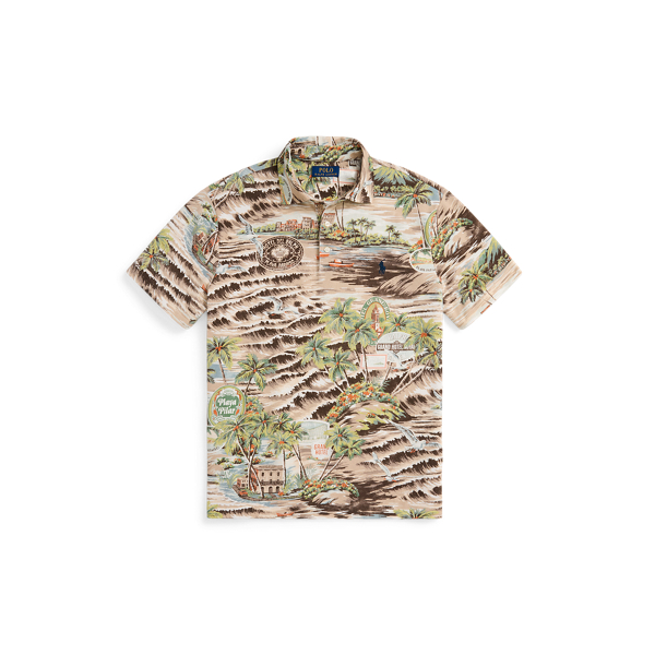 Classic Fit Beach-Print Camp Shirt