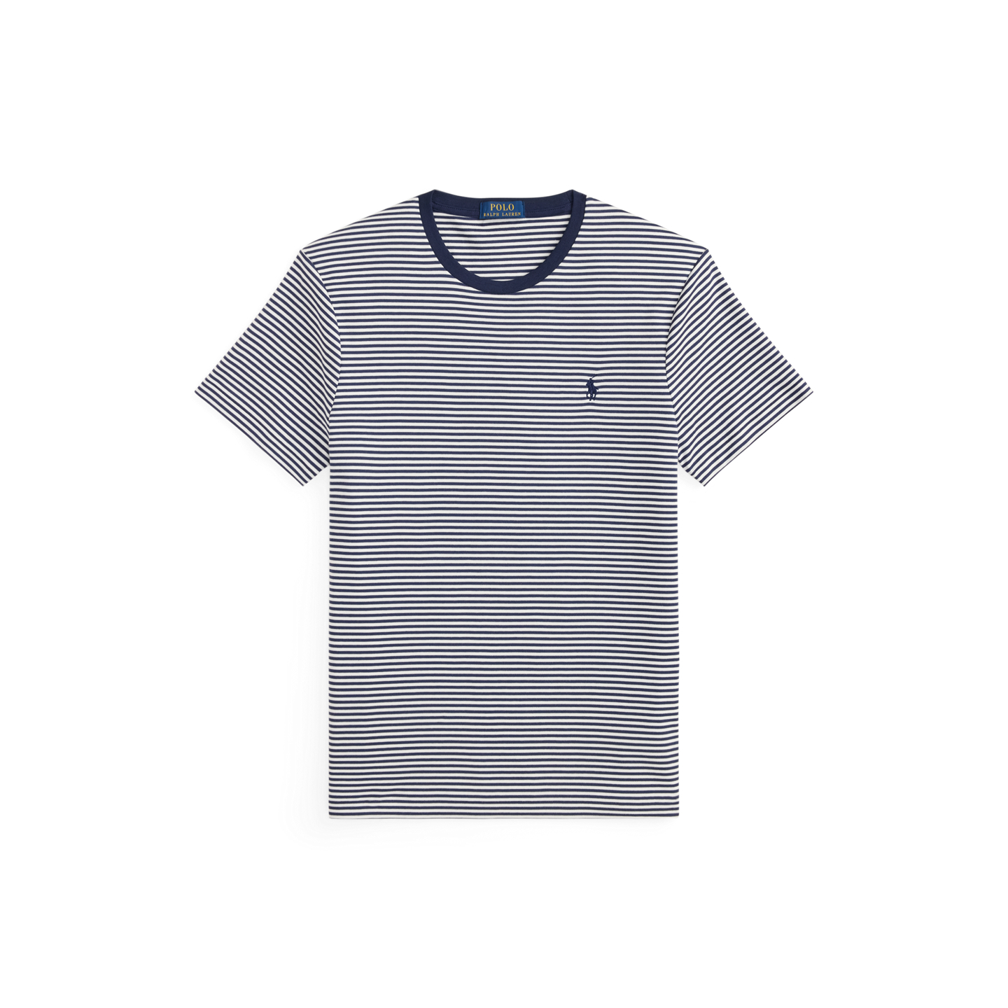 Мужская футболка Ralph Lauren Custom Slim Fit Soft Cotton, цвет: Тёмно-синий / Белый — фото 6
