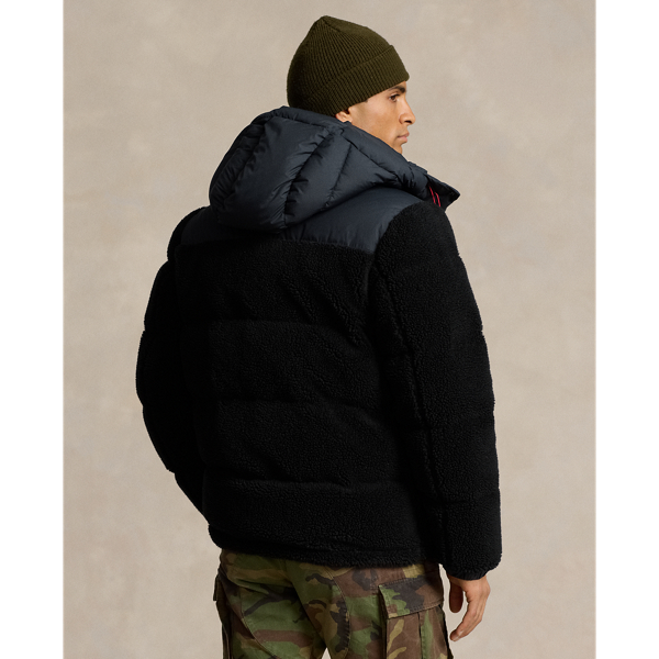 Polo ralph lauren black hybrid hooded puffa jacket best sale