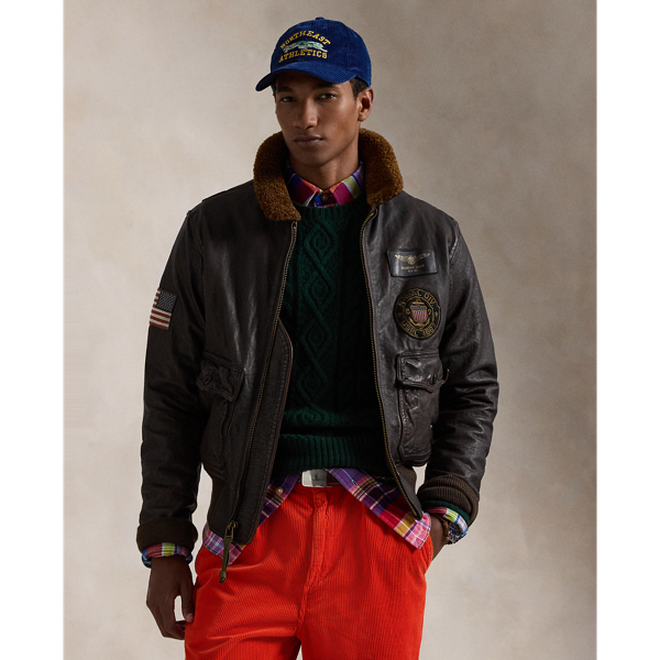 Polo ralph lauren shearling bomber jacket hotsell