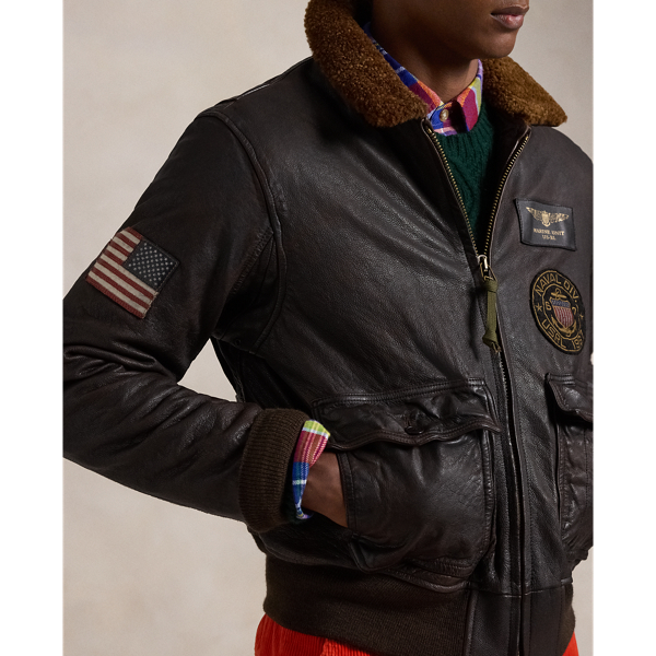 Polo ralph lauren leather bomber jacket online