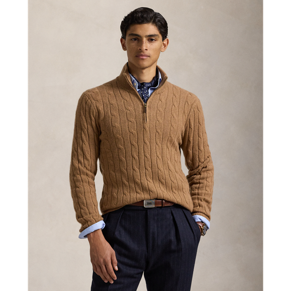 Cable Knit Cashmere Quarter Zip Jumper