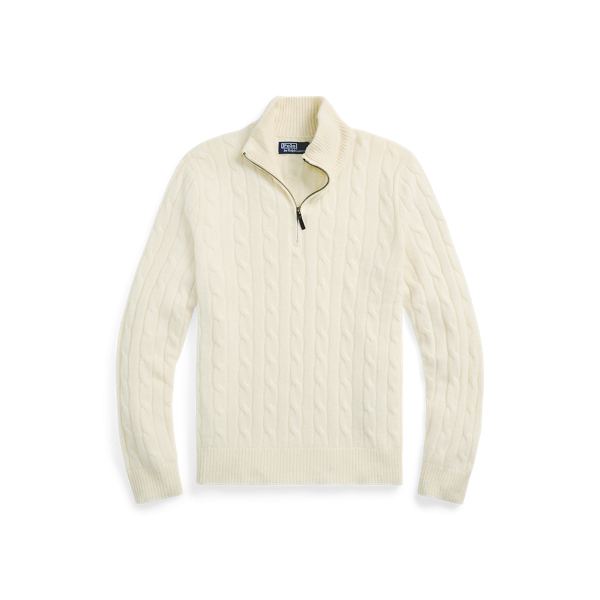 Cable-Knit Cashmere Quarter-Zip Sweater