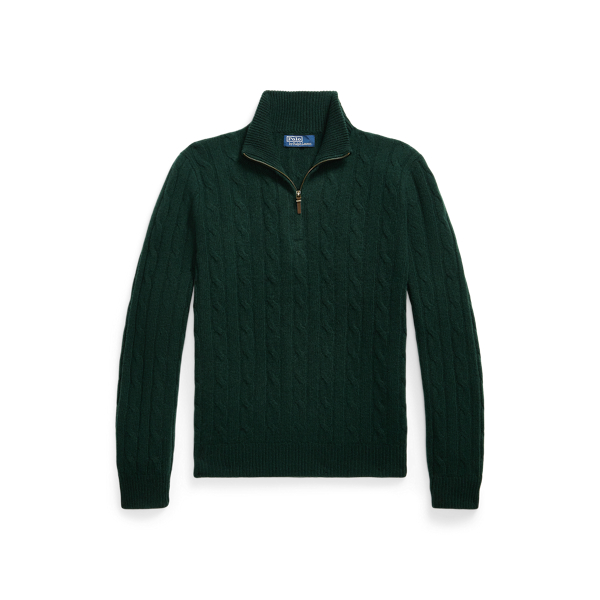 Pull demi-zippé en cachemire torsadé