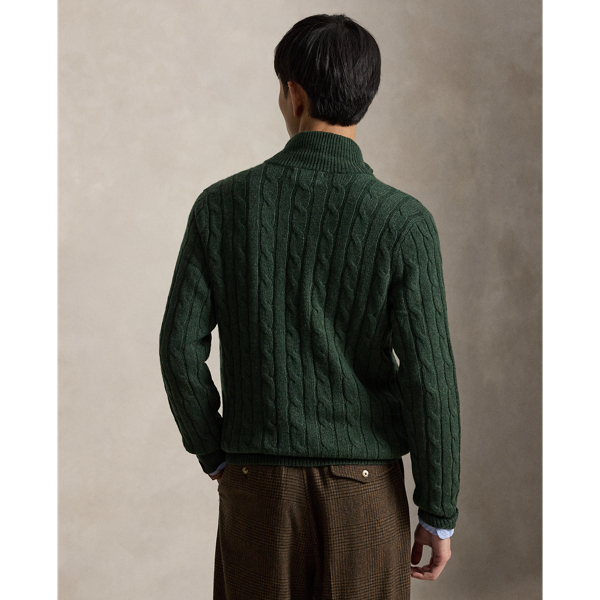 Cable-Knit Cashmere Quarter-Zip Sweater